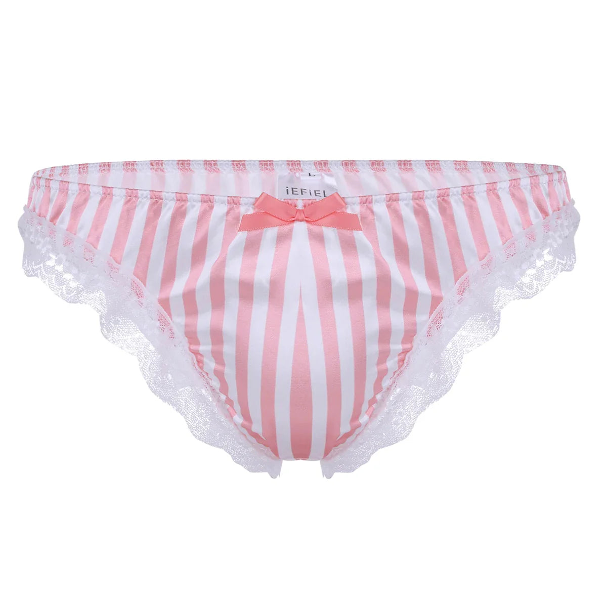 Satin Lace Candy Striper Blue Briefs