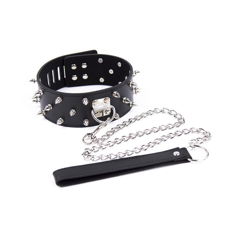 BDSM Studded Collar + Lead