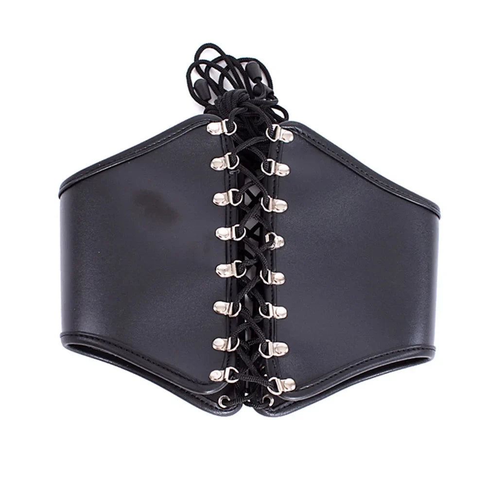 PU Leather Lace-Up Waistcoat