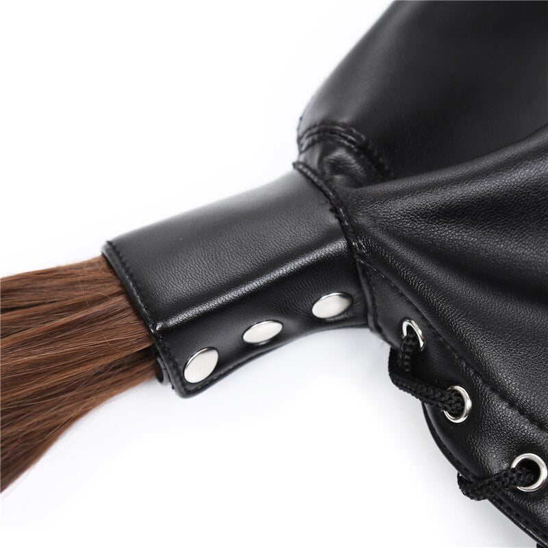 Bondage Slave Hood with Removable Hair