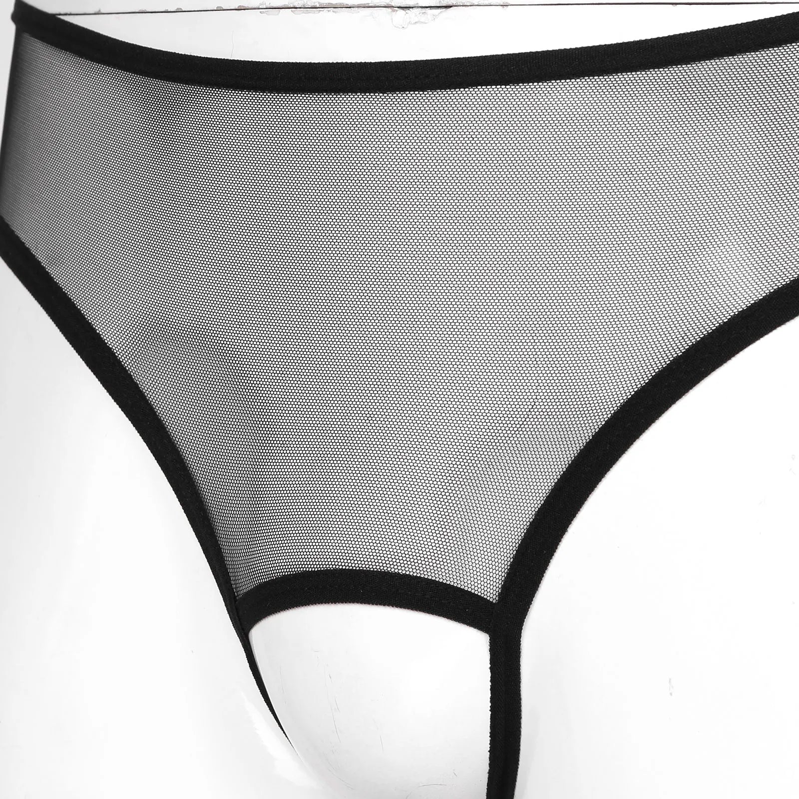 Open Crotch Embroidered Mens Lace Briefs