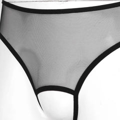 Open Crotch Embroidered Mens Lace Briefs