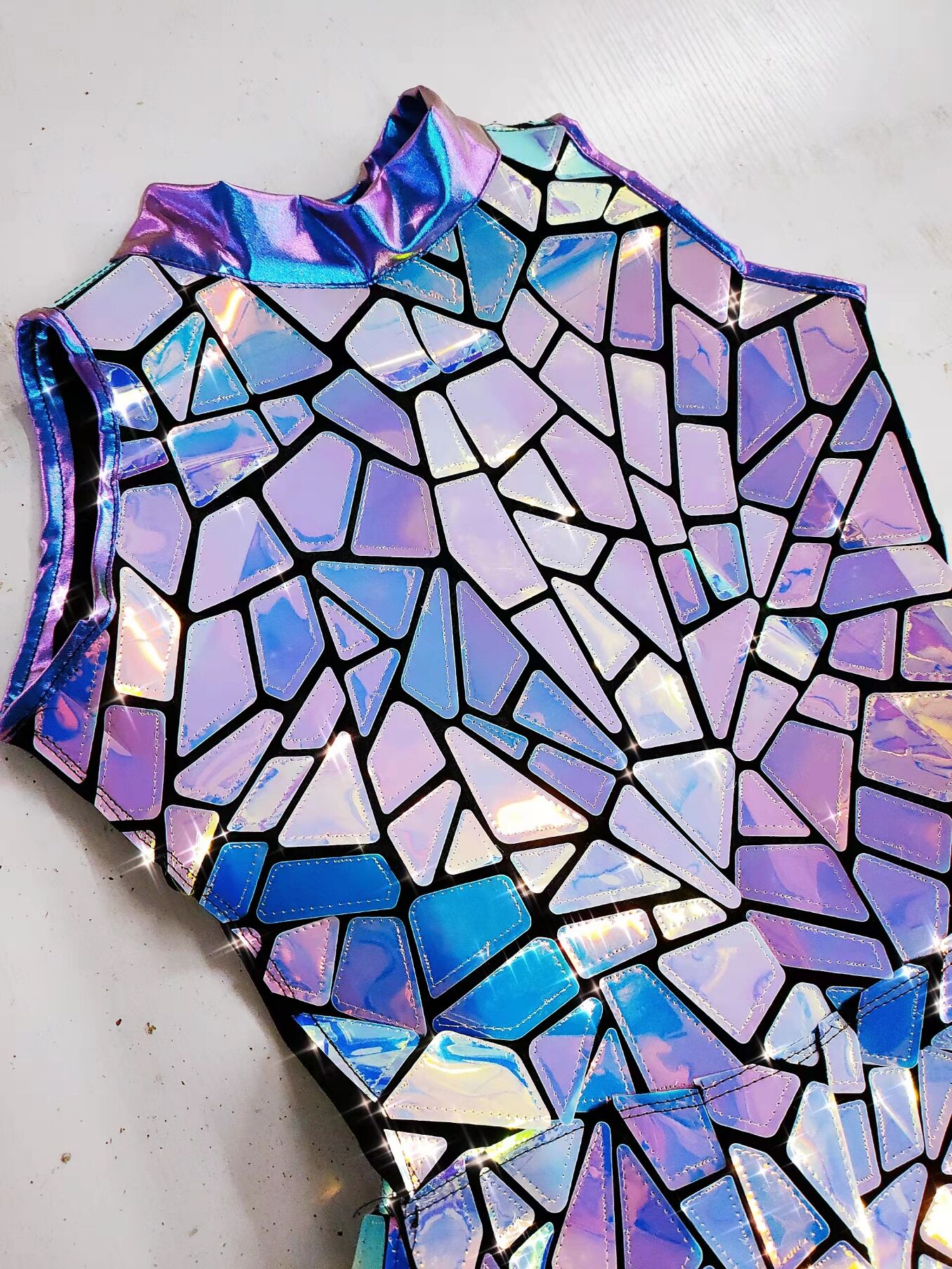 Purple Broken Mirror Sleeveless Dress