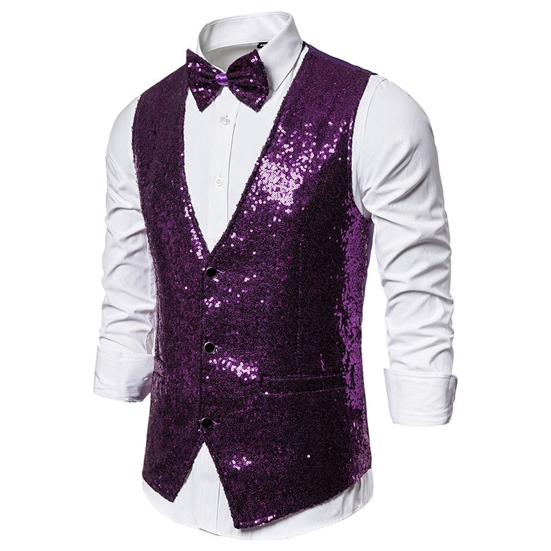 Gala Glitz Sparkling Waistcoat With Bowtie