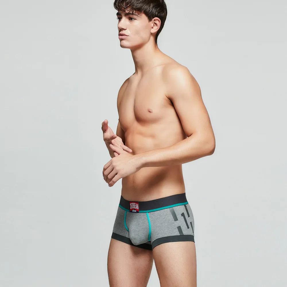 SEOBEAN Athletic Print Cotton Boxer Briefs