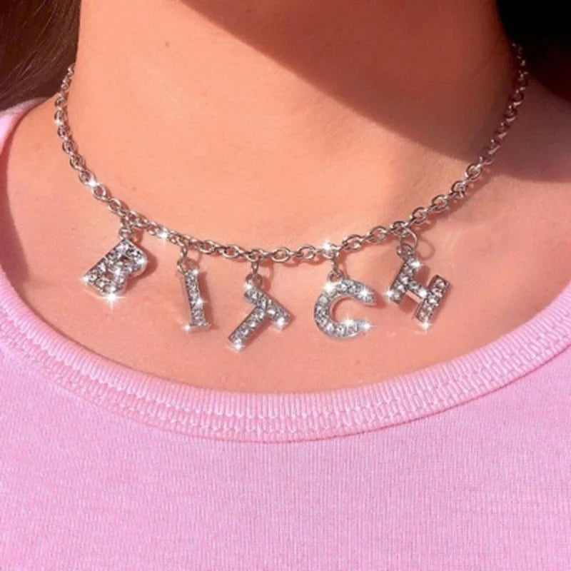 Harajuku-Style Crystal Choker Necklace