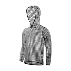 Hooded Long Sleeve Muscle Transparent Tee