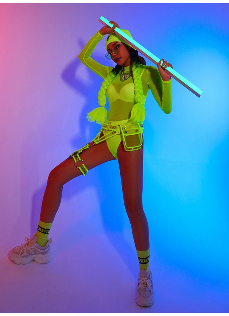Fierce Neon Green Rave Outfit