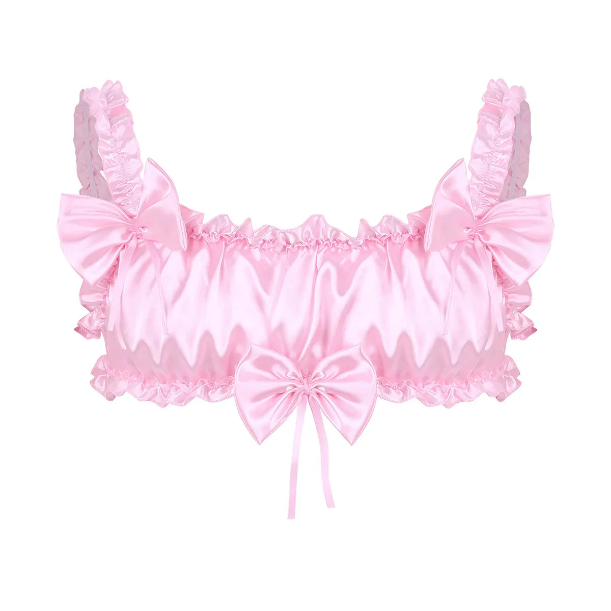 Androgynous Ruffled Satin Crop Top Lingerie
