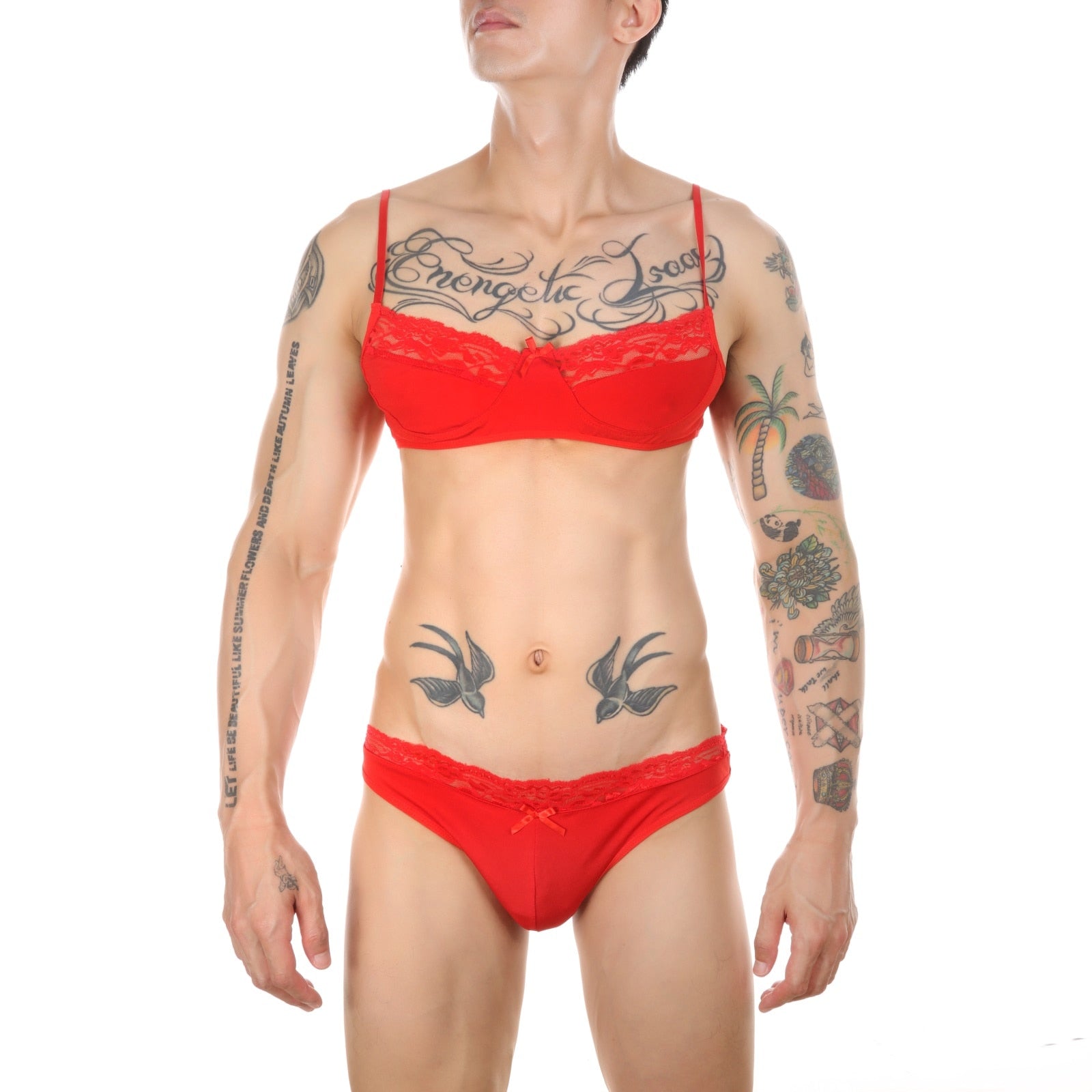 Sexy Men's Lace Trim Lingerie Set