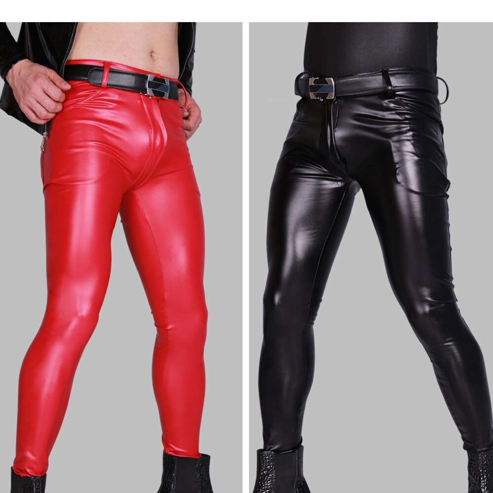 Skinny Motorcycle Men's PU Leather Pants