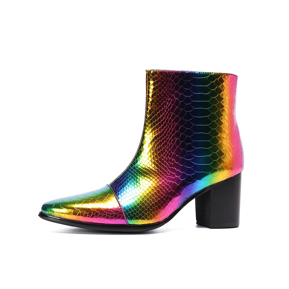 Rainbow Snakeskin Party Boots