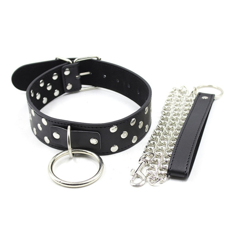 BDSM Studded Collar + Lead