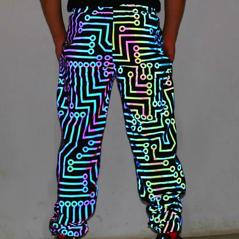 Fluorescent Circuit Reflective Festival Hoodie Jacket + Pants