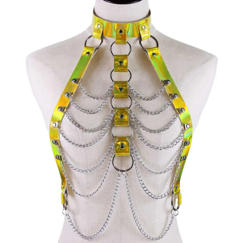 HoloGlam Punk Leather Harness Top