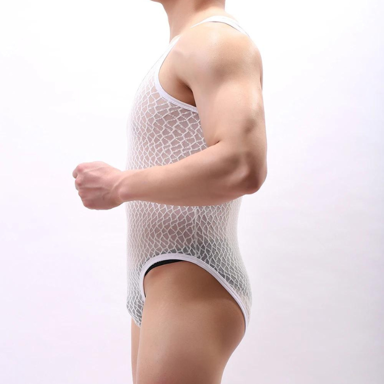 Lace Fantasy See-Through Men's One-Piece