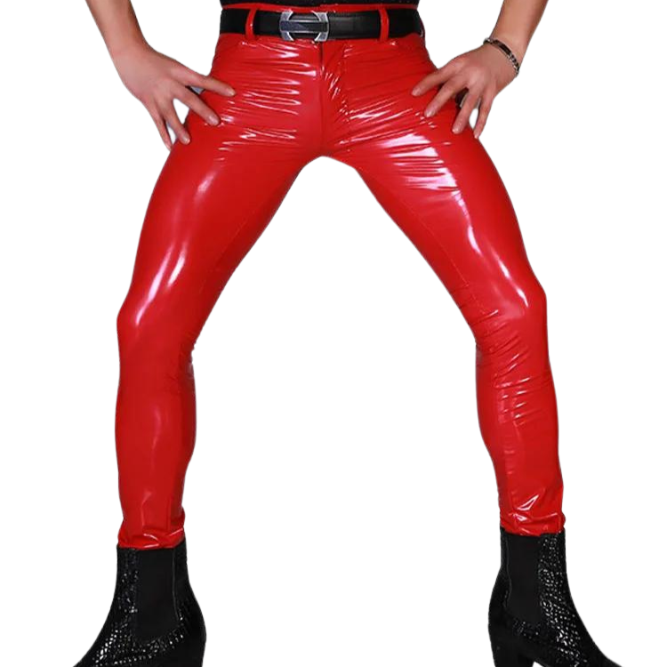 Latex Luxe Biker Skinny Leather Pants