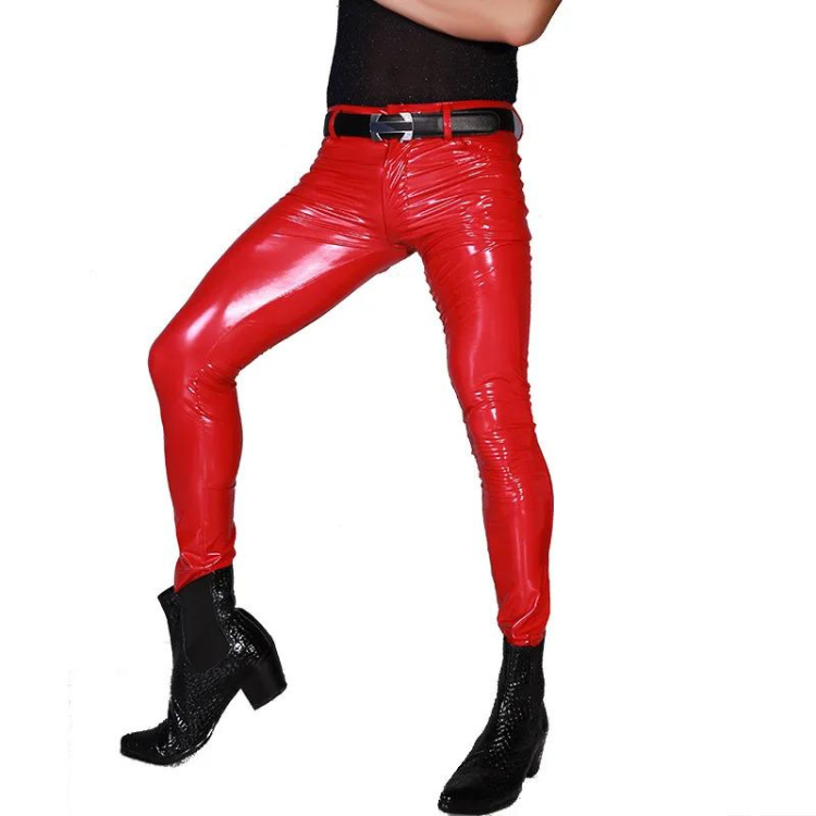 Latex Luxe Biker Skinny Leather Pants