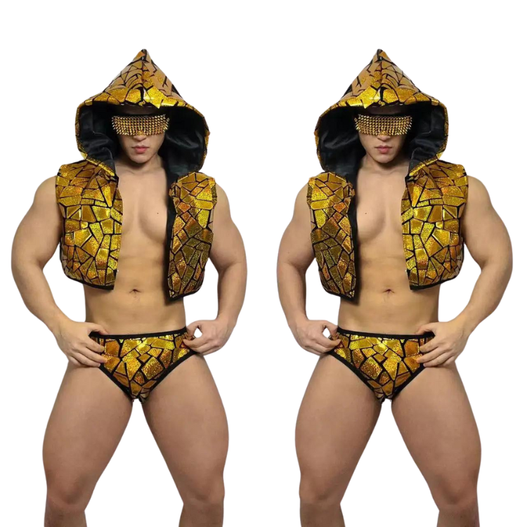 Luxe Gold Hooded Tank and Trunks Clubwear Set