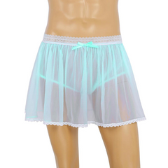 Male Pink Skirted Sissy Lace Briefs