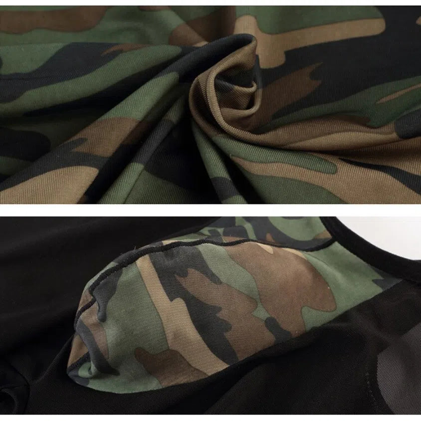 Men's Camouflage Army Mesh Bodysuit