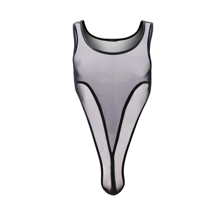 Men's High Cross Sexy Nylon Bodysuit