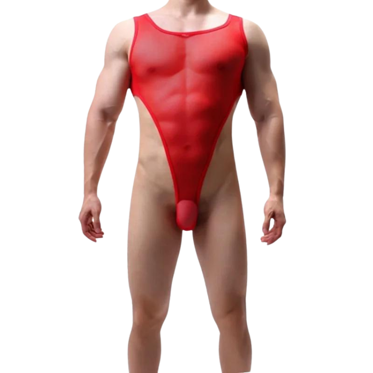 Men's High Cross Sexy Nylon Bodysuit
