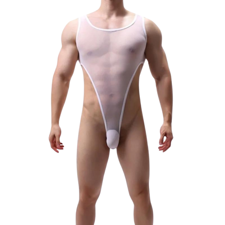 Men's High Cross Sexy Nylon Bodysuit