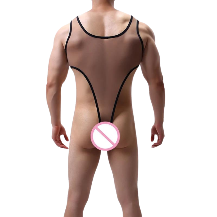 Men's High Cross Sexy Nylon Bodysuit