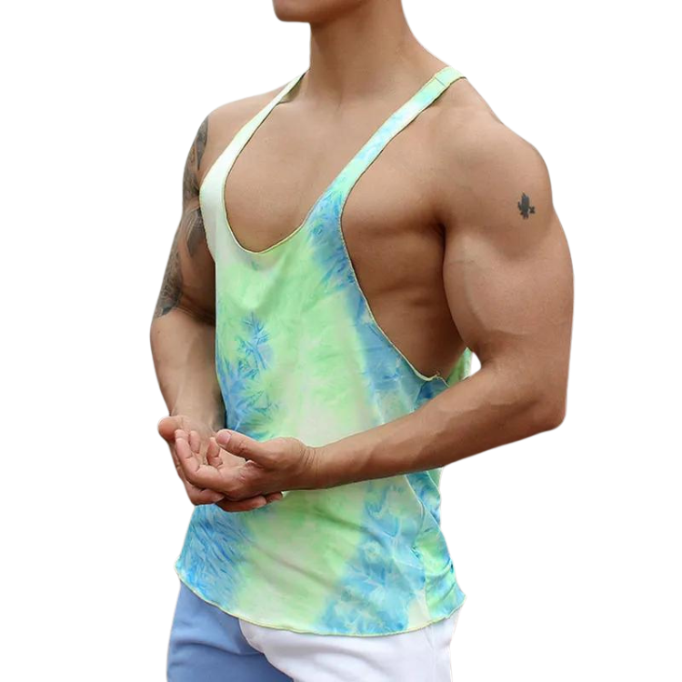Men's Rainbow Tie-Dye Sleeveless T-Shirt