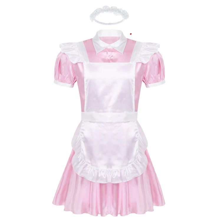 Mens French Maid Sissy Dress With Apron Set