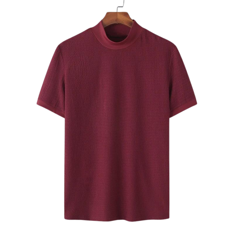 Mens Half-Collar Solid Short Sleeve T-shirt