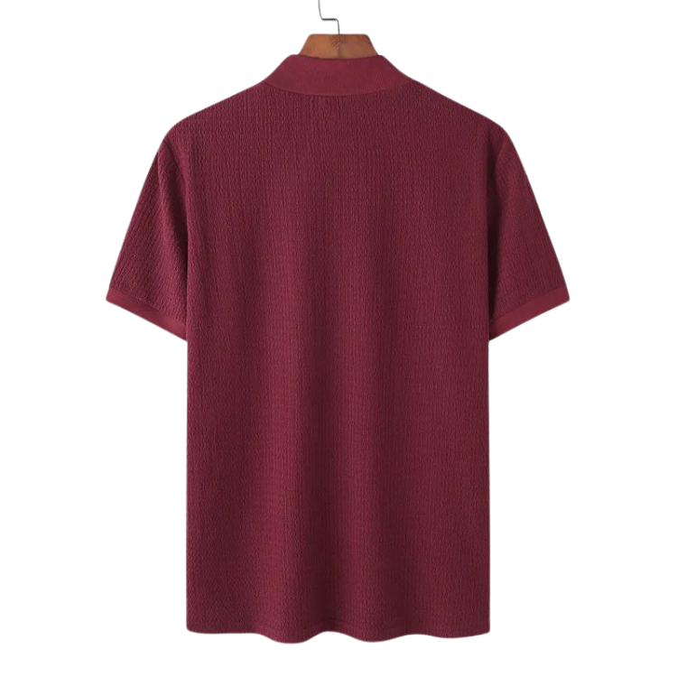 Mens Half-Collar Solid Short Sleeve T-shirt