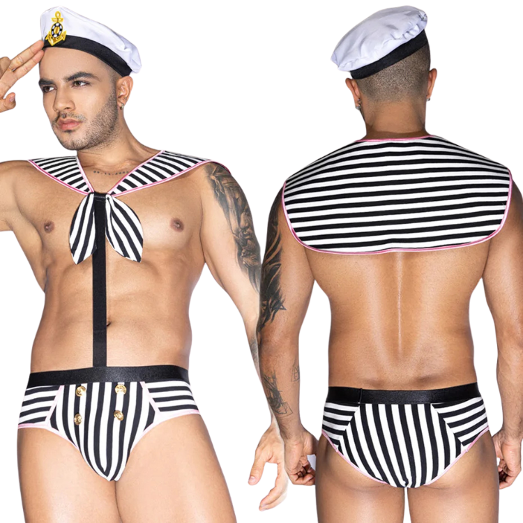 Naughty Captain’s Striped Sailor Costume