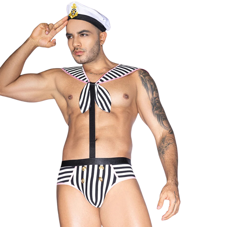 Naughty Captain’s Striped Sailor Costume