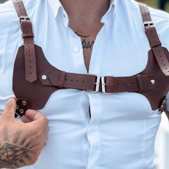 PU Leather Light Brown Chest Harness