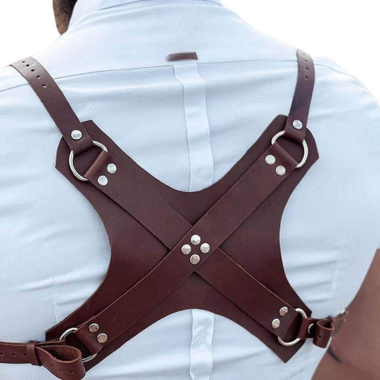 PU Leather Light Brown Chest Harness