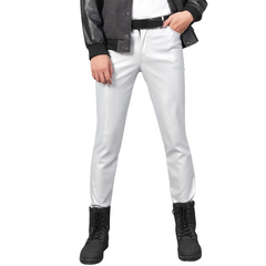 PU Leather Middle Waist Casual Skinny Pants