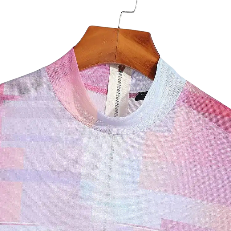 Pink Haze Mesh Turtleneck Bodysuit