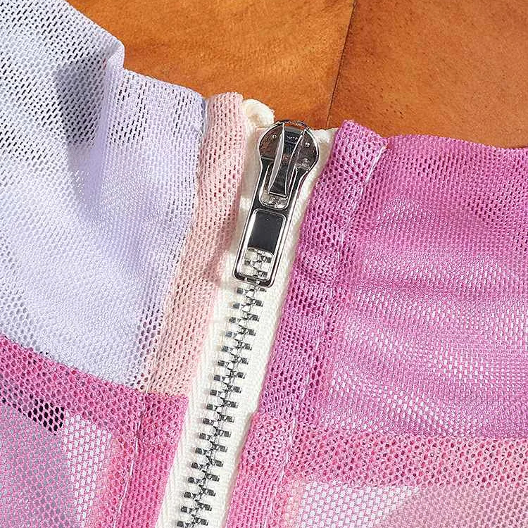 Pink Haze Mesh Turtleneck Bodysuit