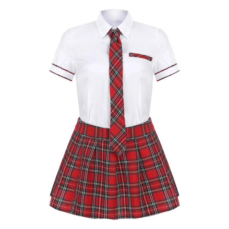 Playful Schoolgirl's Plaid Skirt Seduction Set