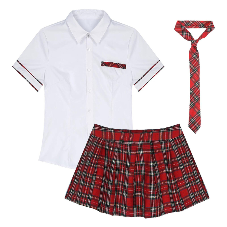 Playful Schoolgirl's Plaid Skirt Seduction Set