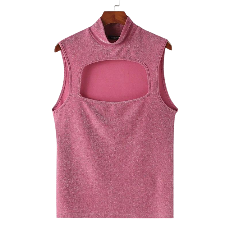 Pretty In Pink Hollow Crop Top