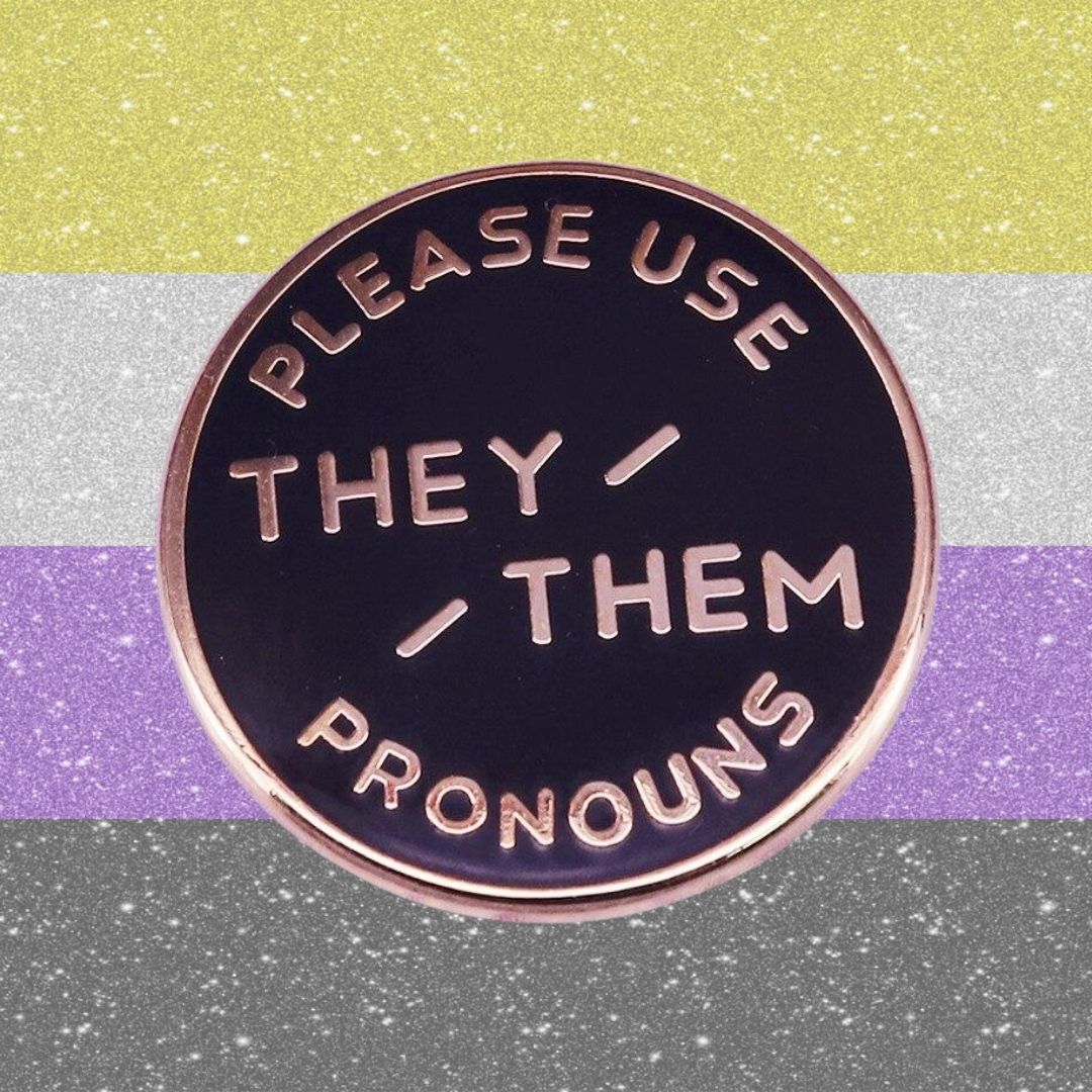 Please Use They / Them Pronouns Enamel Pin