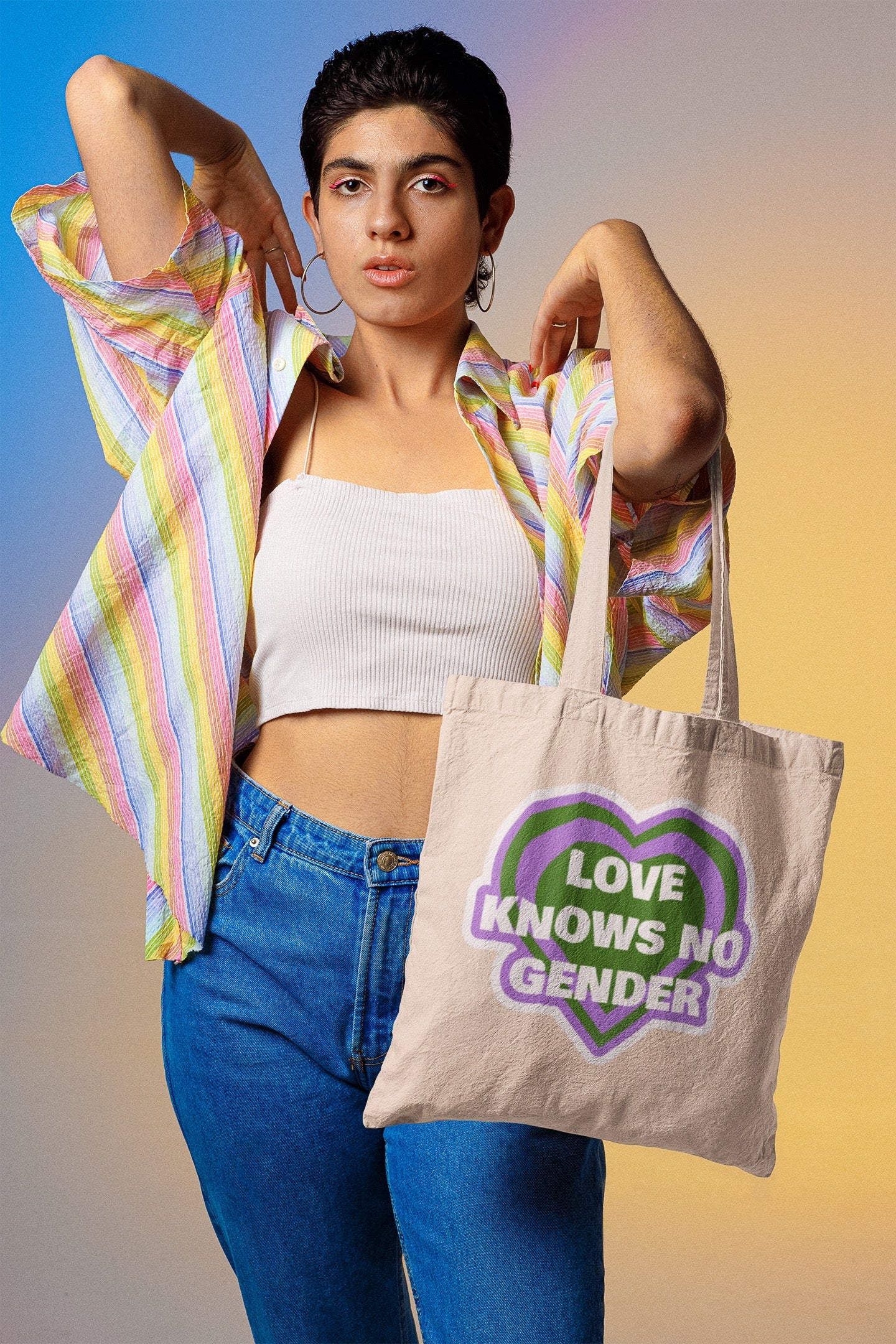 Love Knows No Gender Genderqueer Eco Tote Bag