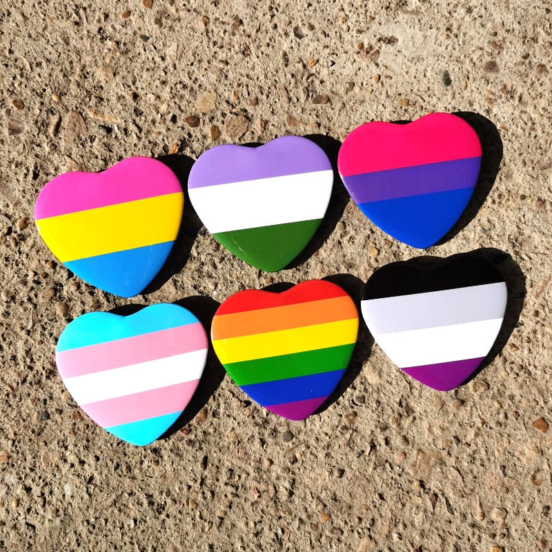 Genderqueer Pride Heart Badge