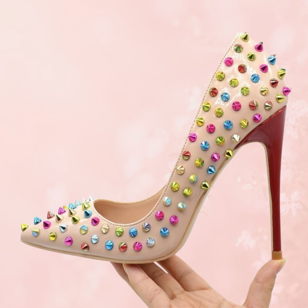 Rainbow Spiked High Heels