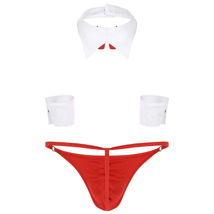 Red Naked Tuxedo Lingerie Costume