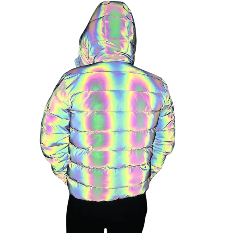Reflective Luminous Zipper Hooded Puffer Jacket