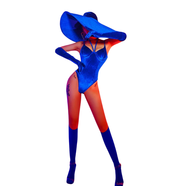 Retro Velvet Pop Diva Bodysuit